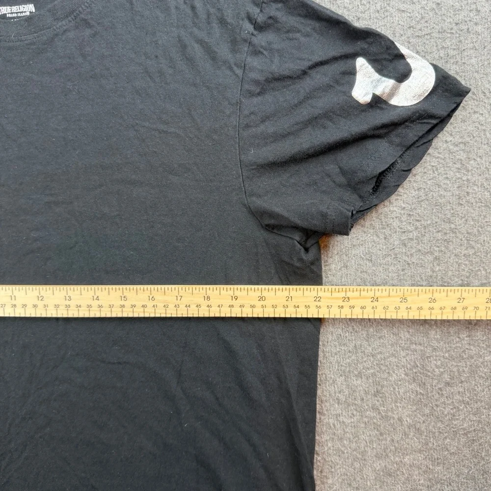 True Religion T-Shirt Men's Large Black Silver Horseshoe Logo Short Sleeve Tee